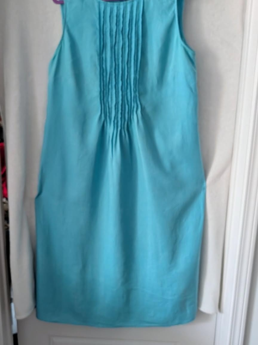 J. Jill Turquoise Sleeveless Pintuck Shift Dress